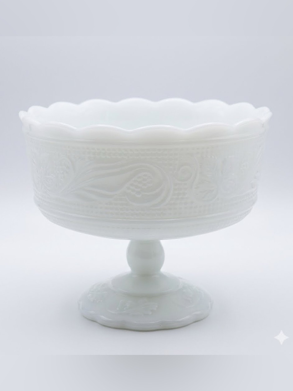 E.O. Brody Milk Glass Cleveland, OH Compote Pedestal Candy Bowl Footed M6000